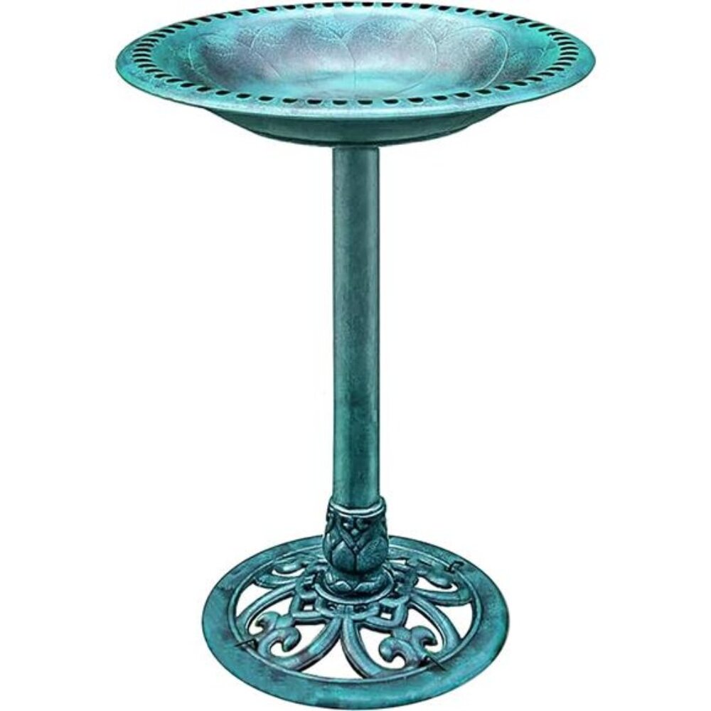 28 Inch Height Polyresin Lightweight Antique Outdoor Garden Bird Bath